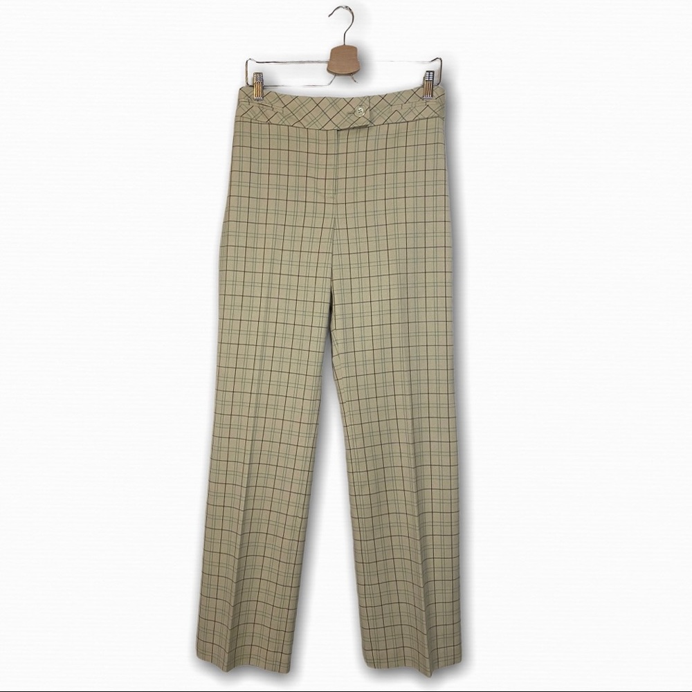 LOFT Tan Brown & Green Plaid Professional Pants - 10L